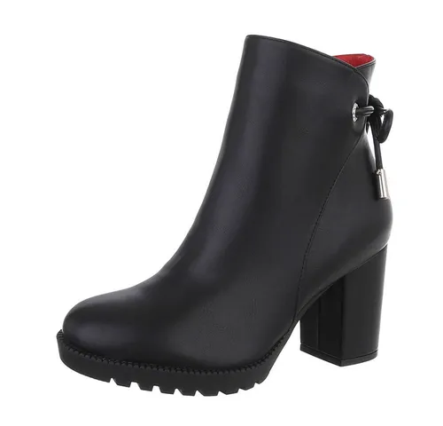 Ital-Design Damen Freizeit High-Heel-Stiefelette (87108577) in Schwarz - Elegante Stiefelette mit blockigem Absatz für Stabilität und Komfort. Seitlicher Reißverschluss für einfaches An- und Ausziehen. Ideal für Alltag und besondere Anlässe, mit modischen Akzenten und hochwertiger Verarbeitung.