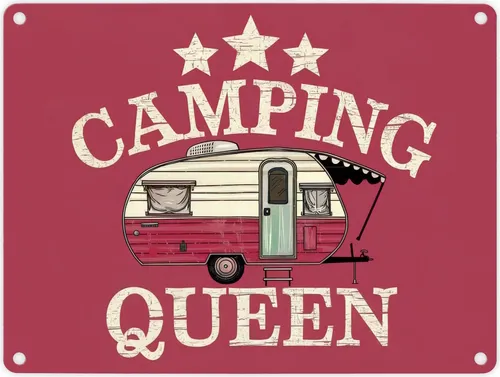 Campinganhänger - CAMPING QUEEN Metallschild in 15x20 cm