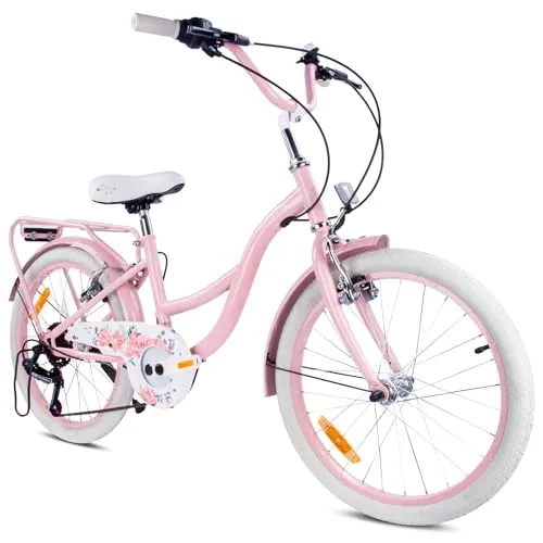 sun baby Mädchenfahrrad 20 Zoll Flower Bike mit 6 Gang Shimano