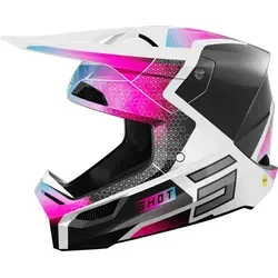 Shot Race Phaser Motocross Helm XL - Schwarz-Weiss-Pink - Motorradhelm mit ECE 22-06 Zertifizierung, leichtes Design (1300g +/- 50g) und synthetisch verstärkte Schale für optimale Sicherheit und Komfort.