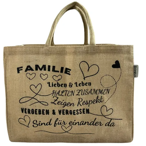 Domelo Damen Einkaufskorb aus 100% Jute - Nachhaltig & Vegan - Handtaschen, umweltfreundliche Einkaufstasche aus 100% Jute, ideal für Einkäufe und Strand, mit waschbarer Innentasche und robustem Design für vielseitige Nutzung.