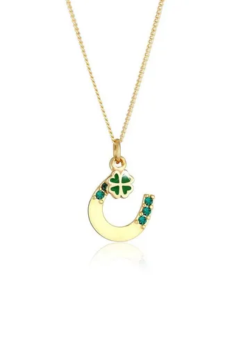 Elli Kette mit Anhänger Hufeisen Kleeblatt Kristall 925 Silber - Ketten mit Anhänger, Glücksbringer aus 925er Sterling Silber mit Swarovski® Kristallen – perfekt als Talisman oder Geschenk.
