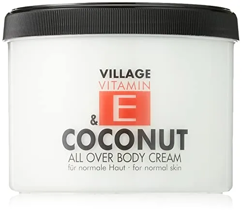 Village Vitamin E Bodycream Coconut 500 ml - Körpercreme mit Vitamin E und exotischem Cocosduft, ideal für zarte und geschmeidige Haut. Gute Hautverträglichkeit, perfekt für den ganzen Körper.