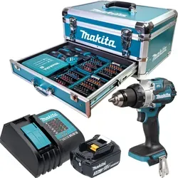 Makita DHP 489 Akku Schlagbohrschrauber 18 V mit Zubehör - Vielseitiger Akku Schlagbohrschrauber mit bürstenlosem Motor, 73 Nm Drehmoment und umfangreichem Zubehörset für optimale Ergebnisse in Holz, Mauerwerk und Metall.