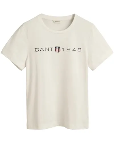 GANT Damen REG Printed Graphic T-Shirt, Eggshell, Small - T-Shirts für Damen mit normaler Passform, weicher Haptik und stylischer Gant-Stickerei auf der Brust für ein angenehmes Tragegefühl.