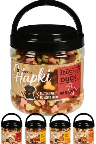 Flamingo leckerli Hund - Hundesnack - mit Ente und Keks – 550g – glutenfrei, ohne Zuckerzusatz Hundeleckerlies Hapki