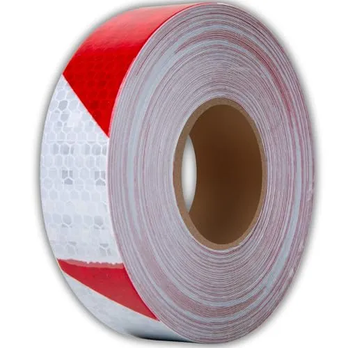Absperrband Rot Weiß Roller 20m x 2,5cm Roller Lkw Anhaenger Outdoor Fahrrad Breite Flatterband Reflektorband Selbstklebend Rot Auto Reflektierendes Klebeband Wetterfest Warnaufkleber Reflektoren Band