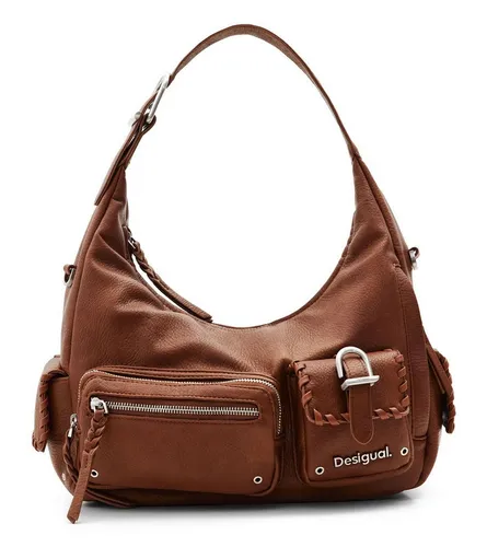 Desigual Schultertasche Omnia, Leather West - Umhängetasche aus hochwertigem Polyurethan, mit abnehmbarem und verstellbarem Schulterriemen für optimalen Tragekomfort.