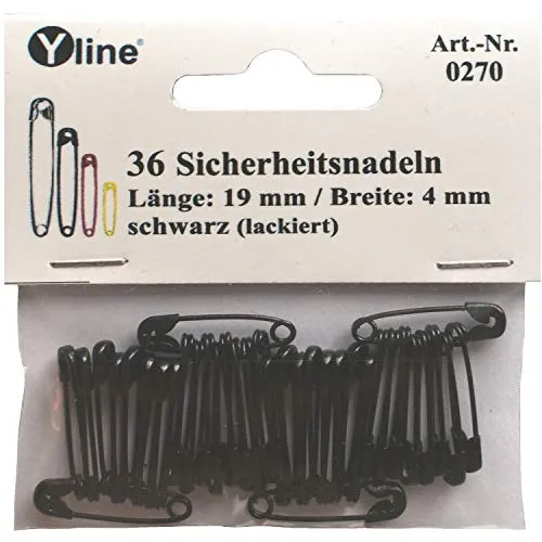 Stück Mini Sicherheitsnadeln 19 mm klein, schwarz, Nadel Nadeln, sl, 0270 36