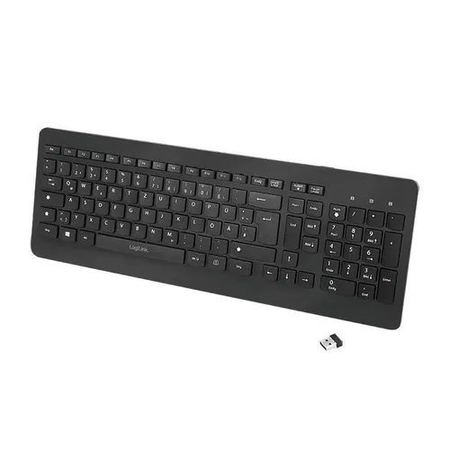 Logilink Kabellose Tastatur ID0203 - Funk 2,4GHz - Tastatur im QWERTZ-Layout, leise Tasten und Plug & Play-Funktion, ideal für ruhige Arbeitsumgebungen und einfaches Setup.
