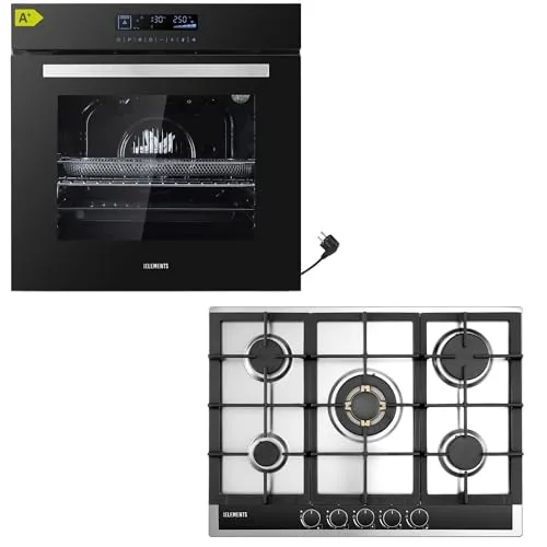 Gas Herdset 60cm mit Einbaubackofen und 5-flammigem Gaskochfeld