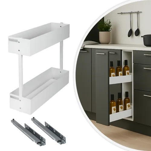 WOPLUS Schrankauszug Küche Links 2 Etagen 200mm Softclose