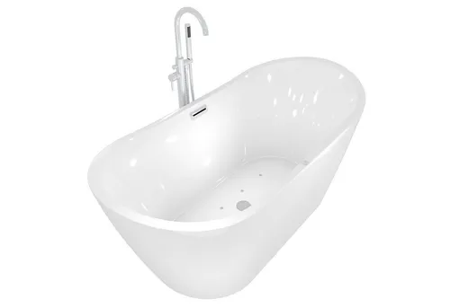 AcquaVapore Whirlpool-Badewanne freistehende Badewanne Wanne F13 180x92cm Whirlpool Armatur AF02, (1-tlg), mit Ablaufgarnitur