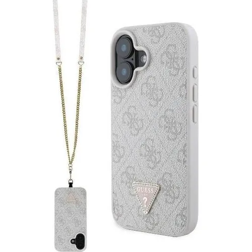 CG MOBILE Guess GUHCP16SP4TDSCPP Hülle für iPhone 16 - Handy-Umhängetaschen & Hüllen mit Umhängeband, stilvolle Umhängetasche aus Leder mit schickem Metalllogo und funkelnden Strasssteinen für einen eleganten Look.