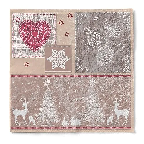 Sovie HORECA Weihnachtsserviette Karina aus 3-lagigem Tissue, Einweg Serviette Winterlich, ideal für Advent & Weihnachten, 40 x 40 cm, 100 Stück