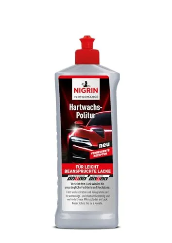 NIGRIN Performance Hartwachs-Politur, reinigt wirksam in nur einem Arbeitsgang, poliert schonend, glättet leichte Kratzer, sorgt für Farbfrische und Tiefenglanz, silber, 500 ml