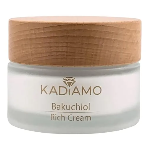 KADIAMO Bakuchiol Rich Cream 50 ml - Natürliche Anti-Aging Pflege - Tagespflege mit Bakuchiol für trockene Haut, wirkt wie Retinol und eignet sich auch für sensible Hauttypen. Reduziert Falten und verbessert die Hautelastizität für ein strafferes, ebenmäßiges Hautbild.