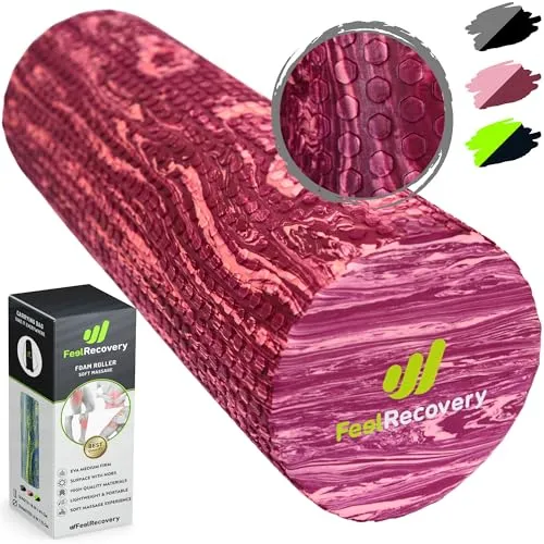 Faszienrolle Weich Anfänger (45x15 cm) - EVA Foam Roller Mittelhart für Wirbelsäule, Rücken, Beine, Nacken - Massageroller Faszien für Yoga & Pilates