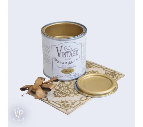 Gold Metallic Vintage Paint Kreidefarbe 200 ml - Hochwertige Kreidefarbe in edlem Gold-Metallic, ideal für kreative Projekte und Möbelveredelung. Die 200 ml bieten ausreichend Material für individuelle Designs.