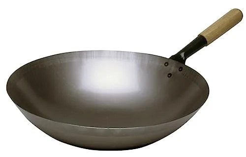 Bartscher Wokpfanne Stahl, Ø 360 mm, 5 Liter - Pfanne aus robustem Stahl mit rundem Boden, ideal für Induktionsherde. Perfekt zum Wokkochen und Zubereiten von asiatischen Gerichten.