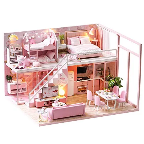 CUTEROOM DIY Miniatur Puppenhaus mit Möbeln und Musik