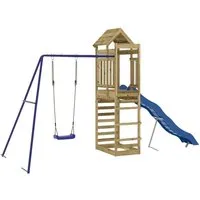 vidaXL Spielturm aus Kiefernholz mit Rutsche und Schaukel