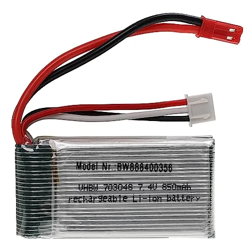 vhbw Akku kompatibel mit BEC Stecker für Modellbau z.B. Racing Car, Helikopter, Flugzeug (850mAh, 7,4V, Li-Polymer, 54 x 29 x 17,5 mm)