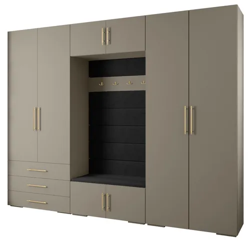 ABIKS MÖBEL Kompaktgarderobe INOVA 3 SATZ 14 – Modernes Möbelset - Praktisches Garderobenmöbelset mit Kleiderstange und Regalen. Ideal für stilvolle Aufbewahrung und Organisation. Robust und langlebig, einfach zu montieren und passend für jeden Raum.