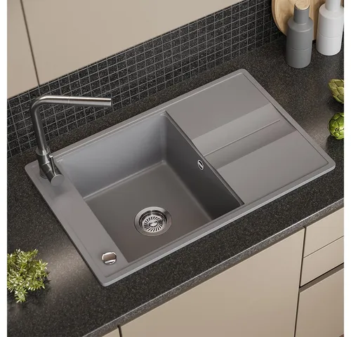 Bergstroem Granitspüle Kyoto, Grau, 78 x 50 cm, Rechteckig, 78/50 cm