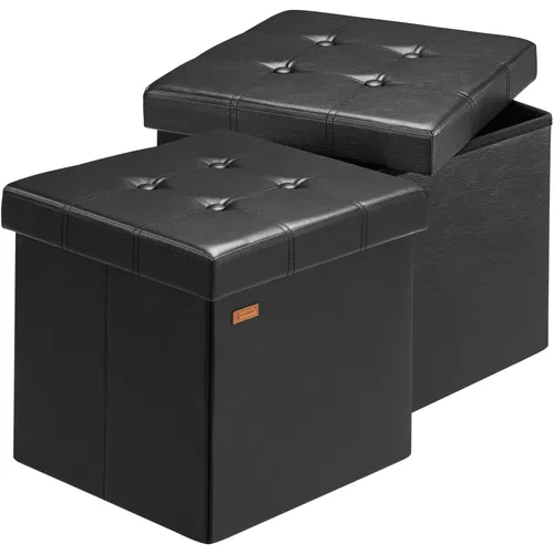 Casaria Sitzhocker mit Stauraum - Faltbar & Gepolstert in Schwarz - Sitzhocker & Ordnungshelfer mit 40 Litern Stauraum, robustem MDF-Gestell und pflegeleichter Oberfläche. Ideal für jeden Raum, bietet hohen Komfort und maximale Belastbarkeit bis 300kg.