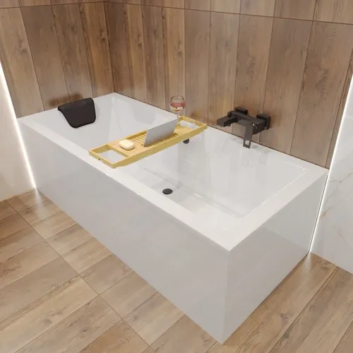 Badewanne Rechteck Wanne KODI 180x80 mit Kopfstütze - Sanitäranlagen & Zubehör, moderne Badewanne aus Acryl mit rutschsicherem Design und schneller Reinigung, inklusive GRATIS Ablauf & Füße, ideal für Ihr Badezimmer.
