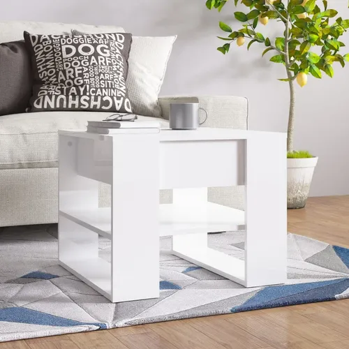 Maison Exclusive Couchtisch Hochglanz-Weiß 55,5x55x45 cm