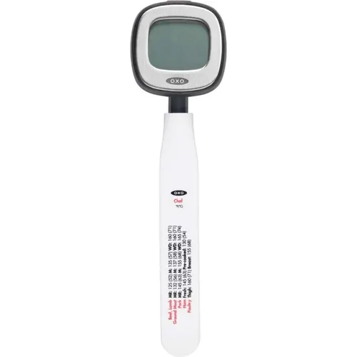 OXO Good Grips Digitales Fleischthermometer – Präzise Sofort-Anzeige in Edelstahl - Bratenthermometer mit gut lesbarer Sofort-Anzeige und kalibrierter Messspitze für präzise Temperaturangaben. Ideal für perfekte Fleischgerichte von -40 °C bis 150 °C.