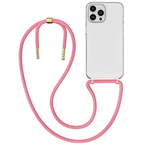MyGadget Handykette für iPhone 14 Pro Max - [ Hülle mit Band abnehmbar & verstellbar ] - Handyhülle mit Handyband zum Umhängen Schnur Case Schutzhülle - Rosa