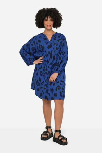 Angel of Style Midikleid Musselin-Kleid Leodruck blau 48 - Modisches Midikleid mit V-Ausschnitt und trendigem Leodruck, perfekt für besondere Anlässe oder den Alltag.