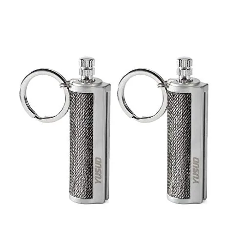 YUSUD 2 Pack Permanent Match Infinity Feuerzeug mit Multitool Schlüsselanhänger, wiederverwendbar, wasserdicht, Match Strike Anywhere, Forever Flint Fire Starter für Outdoor Survival, für Männer