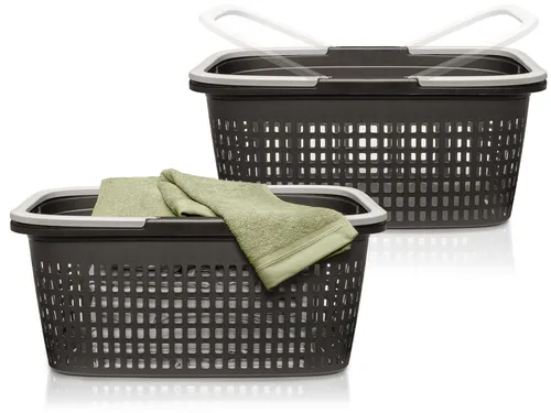 Hausfelder Wäschekorb Set 2x35l in grau von Hausfelder