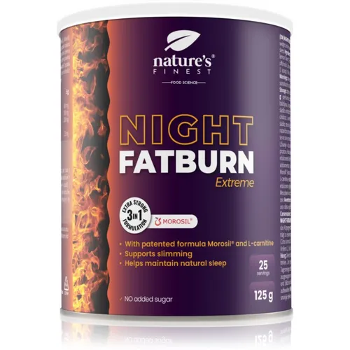 Natures Finest Night Fatburn Extreme - Nacht Fatburner 125 g - Pflanzliches Ergänzungsmittel mit Baldrian, steigert die Fettverbrennung beim Sport und unterstützt die Diät für eine bessere Leistung.
