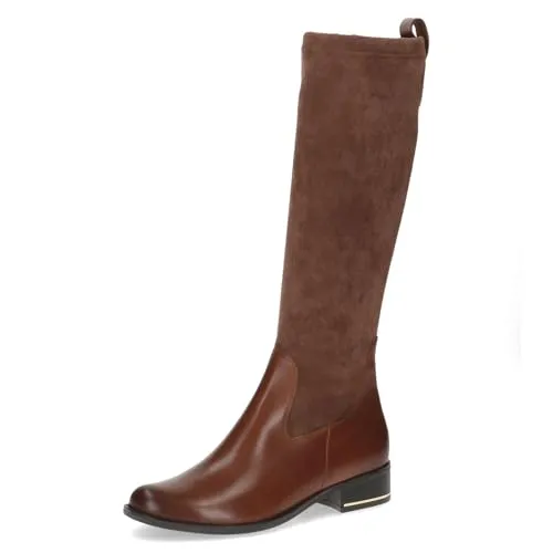 Caprice Damen Hohe Stiefel mit Absatz - Komfortable Blockabsatz Stiefel in Braun (Cognac Comb), 38 EU - Wanderschuhe mit AIRMOTION Sohlentechnologie für optimale Luftzirkulation und Federung. Dank Stretchanteil perfekte Passform und Komfort für jeden Anlass.