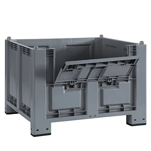 BRB-Lagertechnik Palettenbox mit Kommissionierklappe und 4 Füßen - Die stabile Großbox mit 550 Litern Volumen bietet eine praktische Kommissionierklappe. Hergestellt aus hochwertigem PP-Kunststoff, ideal für verschiedene Lagerbedingungen und leicht zu reinigen.