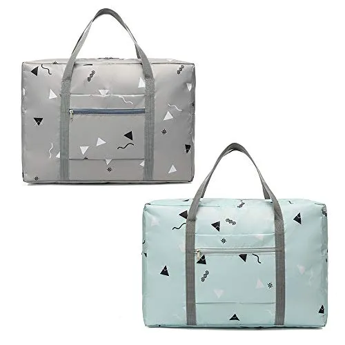  2er Pack) Faltbare Reisetasche, wasserdichte Handgepäcktasche, leichte Reisetasche für Sport, Fitness, Urlaub (Weihnachten, Geometri