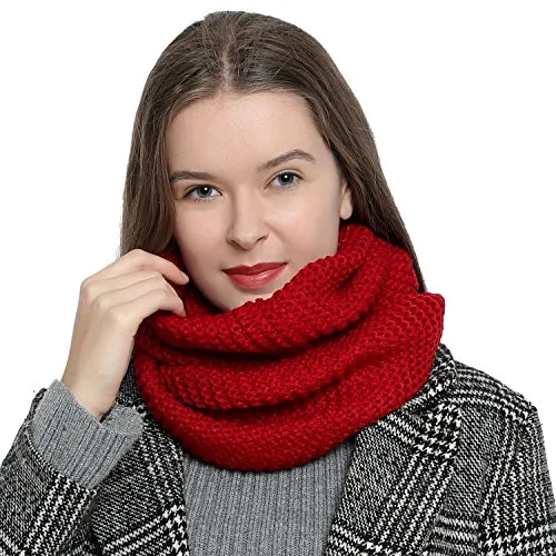 DonDon Loop Schal Damen Winter Schlauchschal Winterschal Rundschal weich und warm dunkelrot