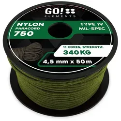 GO!elements Paracord 750 - 4,5mm Seil grün 50m
