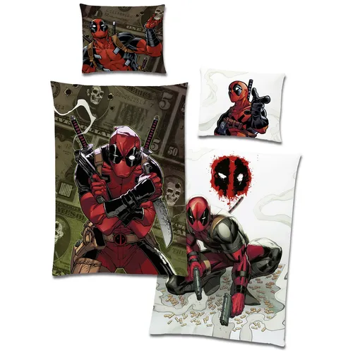 Linon Bettwäsche Marvel Deadpool 135 x 200 - Bettwäsche für Kinder im Marvel Deadpool Design, aus 100% Baumwolle, allergikergeeignet und bei 60° waschbar – ideal für ein stylisches Kinderzimmer.