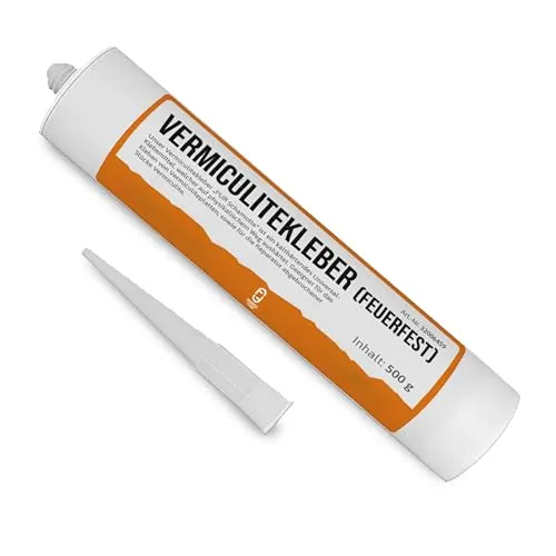 Feuerfest 123 - Vermiculite Kleber feuerfest [500 Gramm] - Für Vermiculite Platten - Kleber 1.350 °C hitzebeständig - Reparieren, Kleben, Fixieren - Hochtemperaturkleber Kaminkleber Ofenkleber