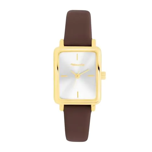 Tamaris Damenuhr - Elegante Armbanduhr mit schmalem Lederarmband in Gold und Braun - Elegante Damen Armbanduhr mit poliertem Metallgehäuse und kratzunempfindlichem Mineralglas. Das hochwertige Echtlederband sorgt für Tragekomfort. Ideal für jeden Anlass und verleiht Ihrem Outfit das gewisse Etwas.