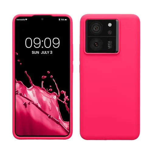 kwmobile Handyhülle für Xiaomi 13T / 13T Pro Hülle - Case Silikon - Kabelloses Laden - Schutzhülle Cover in Neon Pink