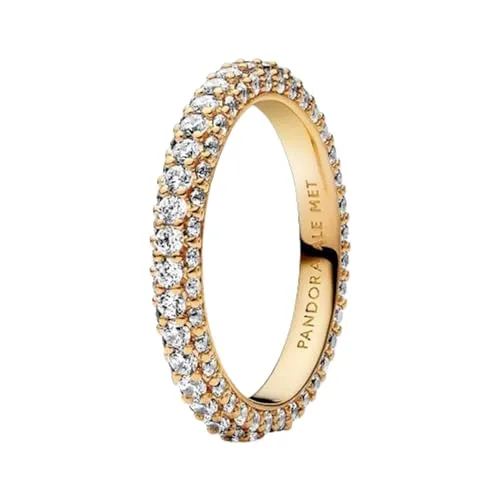PANDORA Timeless Pavé Einzelreiherring 162627C01-60 - Eleganter Ring aus vergoldetem Metall mit funkelnden Zirkonia, ideal für besondere Anlässe oder den täglichen Glamour.