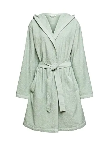 Esprit Damenbademantel Izzy - Kurzform mit Kapuze - Bademantel für Sauna & Spa, aus 100% Baumwolle, weich und bequem mit Eingrifftaschen, ideal für entspannte Stunden zu Hause oder im Hotel.