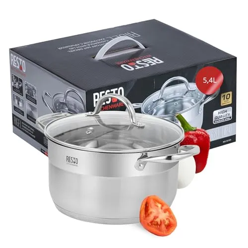 Resto Kitchenware Kochtopf Rigel - 24 cm / 6.2 Liter - Umweltfreundlicher Kochtopf mit hitzebeständigen Griffen und Glasdeckel, ideal für alle Wärmequellen. Perfekt für energiesparendes Kochen!